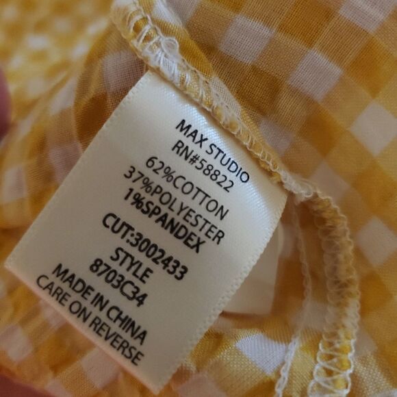 Max Studio Yellow Checker wrap blouse L - Picture 9 of 14
